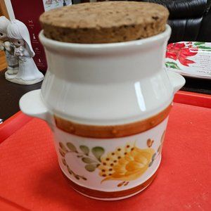 1979 ftd ceramic conversion chart crock with cork top handmade/portugal